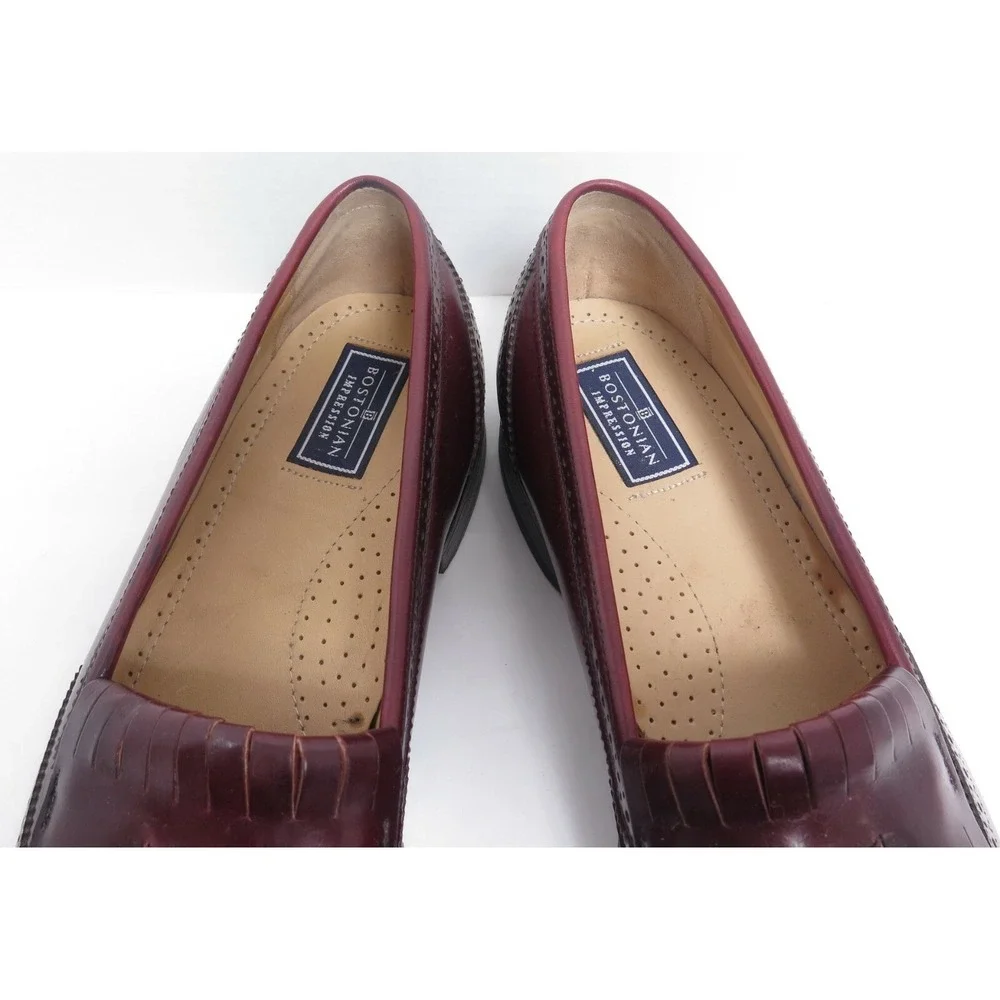 Bostonian Mens Burgundy Tassel Wingtip Loafer‎ Dress Shoes Sz 10